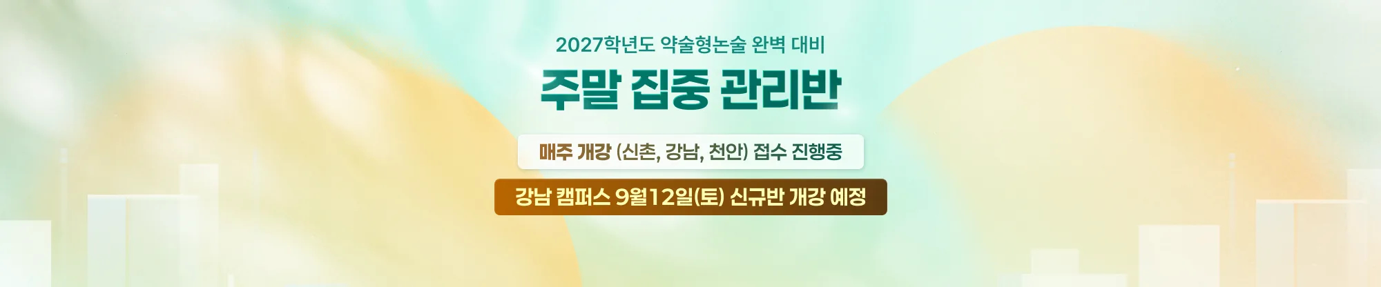 2027학년도 약술형논술 완벽 대비 주말 집중 관리반 매주 개강 (신촌, 강남, 천안) 접수 진행중